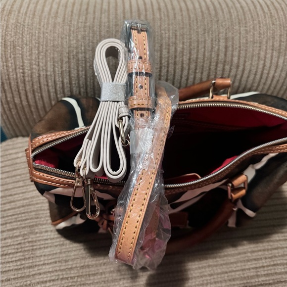 Dooney & Bourke Brown and White Cow Print Satchel